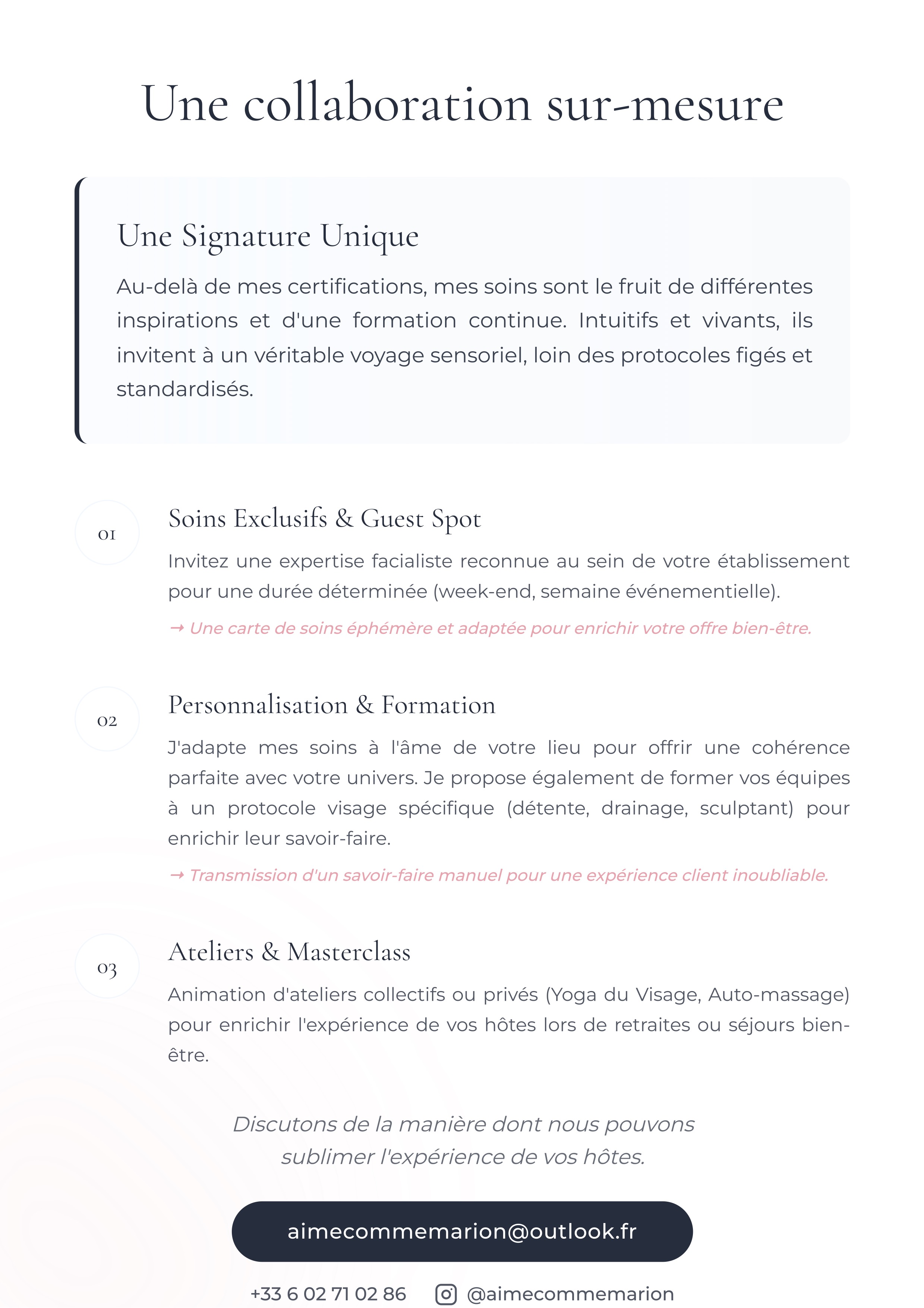 Aime comme Marion — Brochure Verso